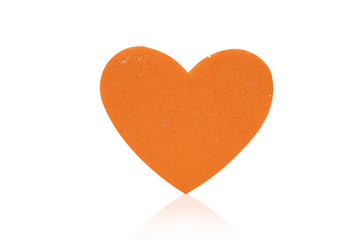 Orange heart isolated on white background