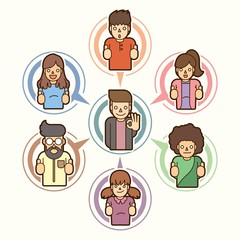 Business meeting online icon cartoon graphic vector