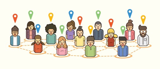 Social network share location cartoon icon graphic vector