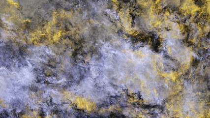 Fototapeta na wymiar Abstract surreal silver and golden clouds. Expressive brush strokes. Fractal background. 3d rendering.