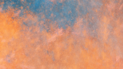 Abstract surreal orange and blue clouds. Expressive colorful texture. Fractal background. Digital art. 3d rendering.