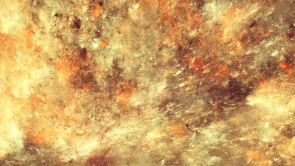 Abstract surreal golden clouds. Expressive brush strokes. Fractal background. 3d rendering.