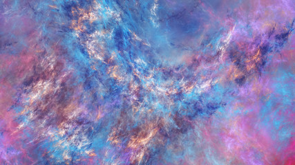 Abstract blue and rose fantastic clouds. Colorful fractal background. Digital art. 3d rendering.