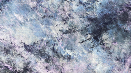 Abstract surreal blue and grey clouds. Expressive brush strokes. Fractal background. 3d rendering.