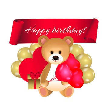 Bear with gifts happy birthday