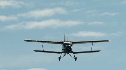 Air Show, biplane D-FWJM, Antonov, AN-2, in flight, Gelnhausen, Germany, June 2017