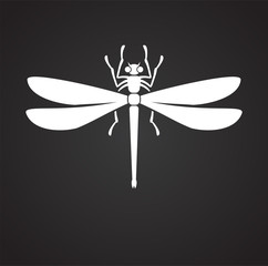 Dragonfly Insect icon on black background for graphic and web design, Modern simple vector sign. Internet concept. Trendy symbol for website design web button or mobile app