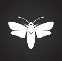 Moth Insect icon on black background for graphic and web design, Modern simple vector sign. Internet concept. Trendy symbol for website design web button or mobile app