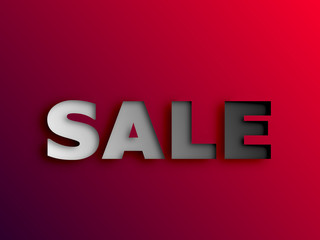 Sale price promotion sign banner white text with paper cut isolated on red background with gradient.