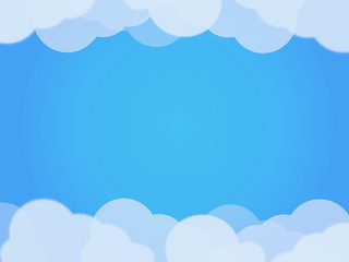 White and transparent clouds on blue gradient sky background.