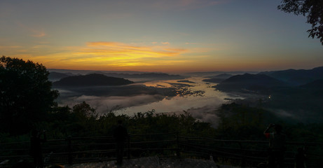 Beautiful sunrise view and sky from Phuhuayesan in Nong khai provience, Thailand