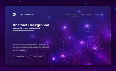 Trendy abstract technology background for your landing page design. Minimal background for website designs. Trendy blue, purple gradient background. Artificial intelligence technology background.