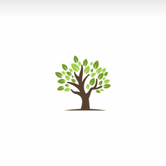 Obraz premium Logo vector element of ecological nature of green tree leaves