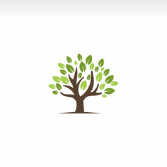 Logo vector element of ecological nature of green tree leaves