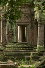 Fototapeta na wymiar Stone Ta Prohm doorway surrounded by pillars