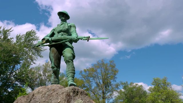 WW1 War Memorial in city park of small New England town