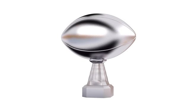 Front View of American Football Silver Trophy in Infinite Rotation
