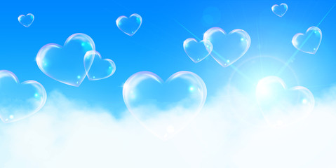 バレンタイン　ハート　シャボン玉　背景 