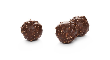 Chocolate balls isolated on white background