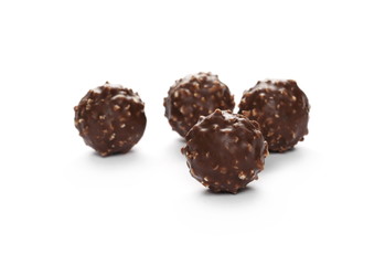 Chocolate balls isolated on white background