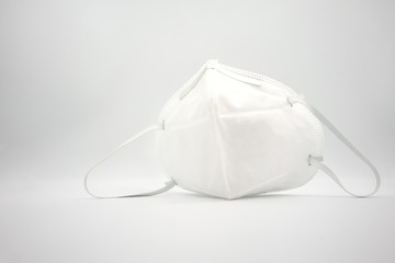 Disposal 3D air pollution or dust mask with adjustable metal noseclip isolated on white back ground