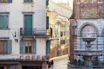View of a central area of Udine city, Friuli Venezia Giulia region, Italy. 