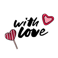 Set of Valentine's day greeting cards with hand written greeting lettering and decorative textured brush strokes on background. Happy Valentine's day, Love you words, love in a jar concept