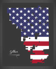 Gilbert Arizona City map with American national flag illustration
