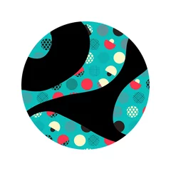 Selbstklebende Fototapeten ethnic style circular symbol with dots pattern blue black © L.Dep