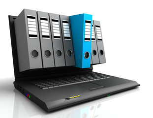 laptop and folders