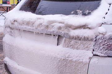 Car damage from the snow Ice and freeze