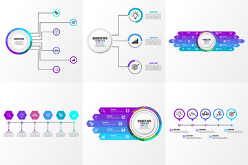 Set Of Infographics Elements Vector Design Template. Business Data Visualization Infographics Timeline with Marketing Icons most useful can be used for workflow, presentation, diagrams, reports