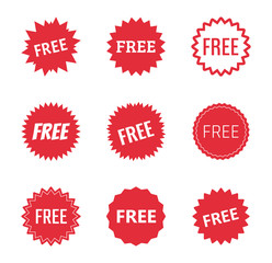 free label icons set, free tag vector illustration