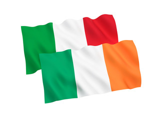 Flags of Italy and Ireland on a white background