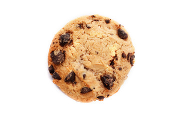 close-up image of chocolate chips cookies. Chocolate chip cookies isolated on white background.