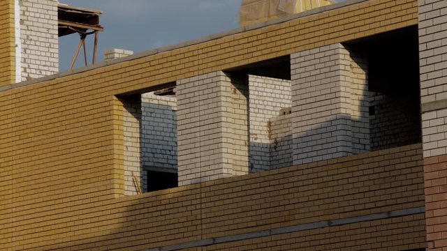 Brick wall of future house. Build house of brick