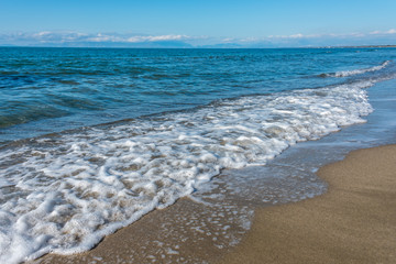 Sandy Beach on the Southern Italian Coast on a Sunny Day