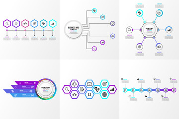 Set Of Infographics Elements Vector Design Template. Business Data Visualization Infographics Timeline with Marketing Icons most useful can be used for workflow, presentation, diagrams, reports