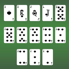 Playing cards. Set of  Spades