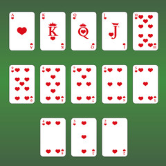Playing cards. Set of  Hearts