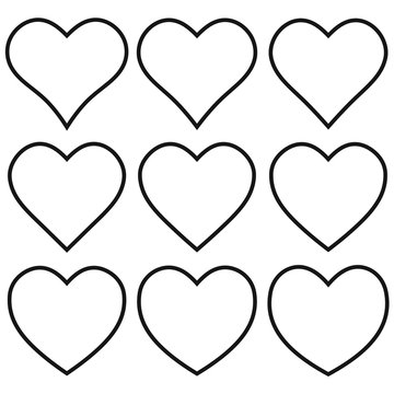 Set outline heart shape icon, vector heart shape set, for lovers on Valentine day, love symbol