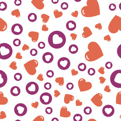 Hearts for Valentine's Day. Romantic feeling and love. Seamless vector EPS 10. Abstract geometric pattern. Multicolor Figures. Texture for print and Banner. Flat style