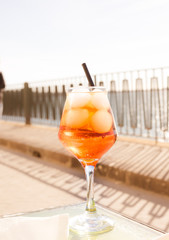 Classic Italian cocktail on a table outside