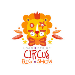 Circus big show logo design, carnival, festive creative label, badge, hand drawn template of flyear, poster, banner, invitation vector Illustration
