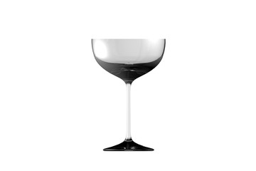 3D illustration of coupe sparkling wine glass isolated on white side view - drinking glass render - obrazy, fototapety, plakaty