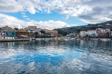 Fototapeta premium Old Fishing Village and Harbor on the Southern Italian Mediterranean Coast