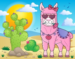 Llama with love glasses theme image 2