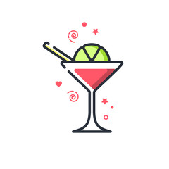 Vector icon of cosmopolitan cocktail. Suitable for advertising, bar menu decor, application design