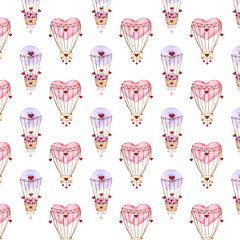 Watercolor seamless pattern for Valentine's day