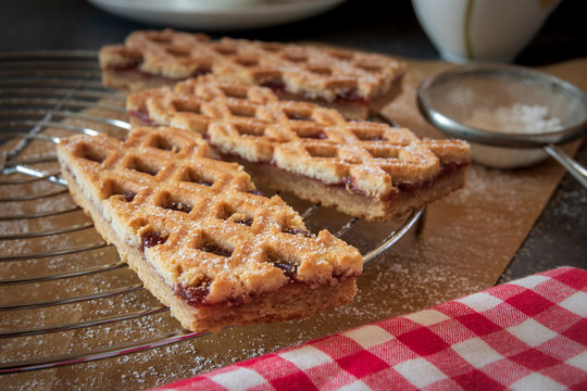 Linzer Torte is traditional Austrian cake with a lattice design on top of the pastry.